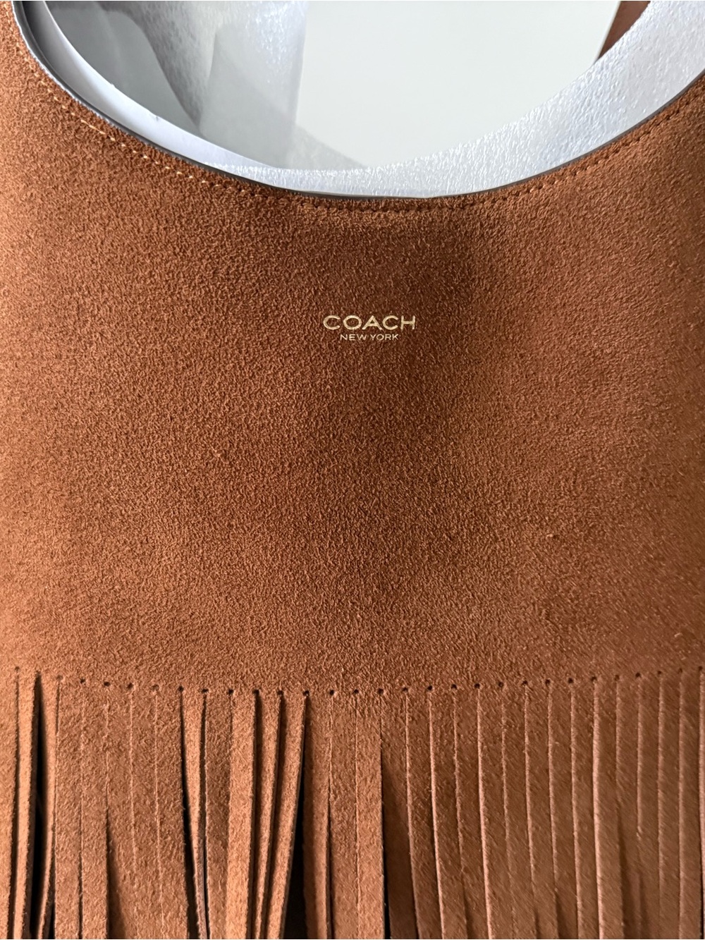 COACH Brooklyn 39 Warm Brown Suede Fringe Shoulder Hobo- NWOT - Picture 7 of 14